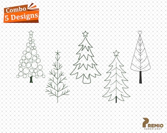 Christmas Trees Embroidery Designs, Christmas Machine Embroidery Design Files, Trendy Embroidery Christmas Trees, Xmas Tree Embroidery Files