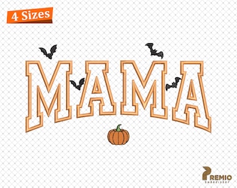 Motif de broderie Halloween MAMA, motif de broderie appliqué Spooky Mama, fichier de broderie Machine automne citrouille saison maman, téléchargement immédiat