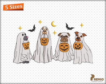 Halloween Dog Embroidery Designs, Dog Ghost Embroidery Designs, Ghostly Dog Embroidery Designs, Spooky Haunted Pooch Dog Embroidery Designs