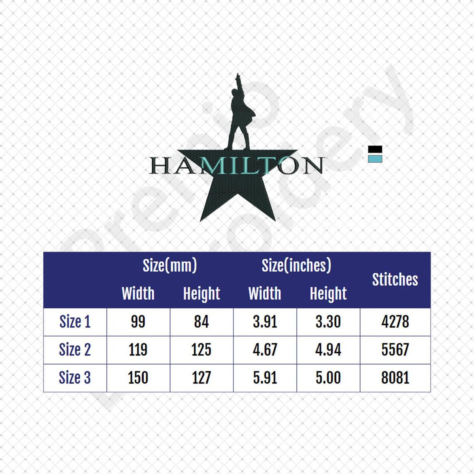 Hamilton Embroidery Design Hamilton Logo Embroidery Hamilton Etsy