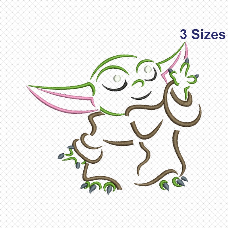 Baby yoda embroidery design disney baby yoday embroidery  etsy