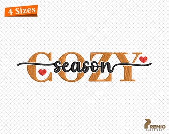 Cozy Season Embroidery Design, Fall Autumn Machine Embroidery Design Files, Retro Halloween Cozy Sweatshirt Embroidery Digital File