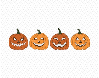 Zucca di Halloween PNG, Jack o Lantern Png, Sublimazione di Halloween, Quattro zucche PNG, Sublimazione autunnale Png autunnale, Sublimazione autunnale, Png autunnale