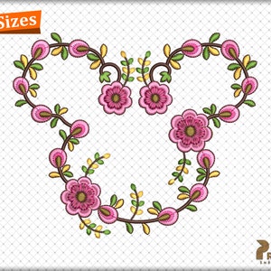 Spring embroidery designs, Floral head spring machine embroidery files, Spring monogram embroidery design - Instant Download