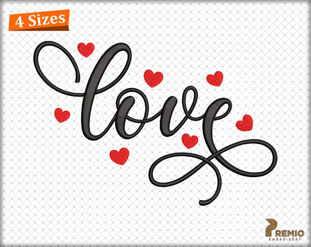 Love Embroidery Design, Heart Embroidery Design, Machine Embroidery ...