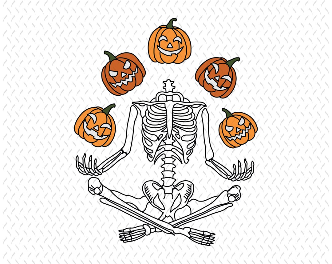 Pumpkin Skeleton PNG, Halloween Png, Skeleton Meditating PNG, Yoga ...