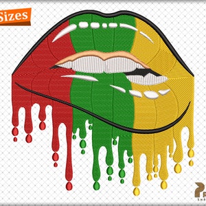 Juneteenth Drip Lips Embroidery Design, Juneteenth 1865 Melanin Drip Embroidery Design, Celebrate Juneteenth Rastafari Lips Embroidery Files