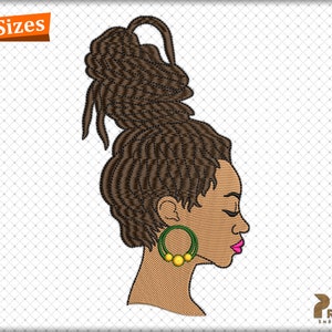 Afro Woman Embroidery Design, African Embroidery Design, African American Embroidery Design, Pretty Afro Black Woman Machine Embroidery File