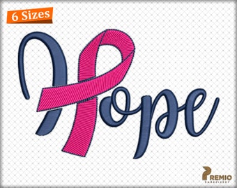 Hope Pink Ribbon Machine Embroidery File, Awareness Embroidery Design, Cancer Ribbon Machine Embroidery Design -Machine Digital Embroidery