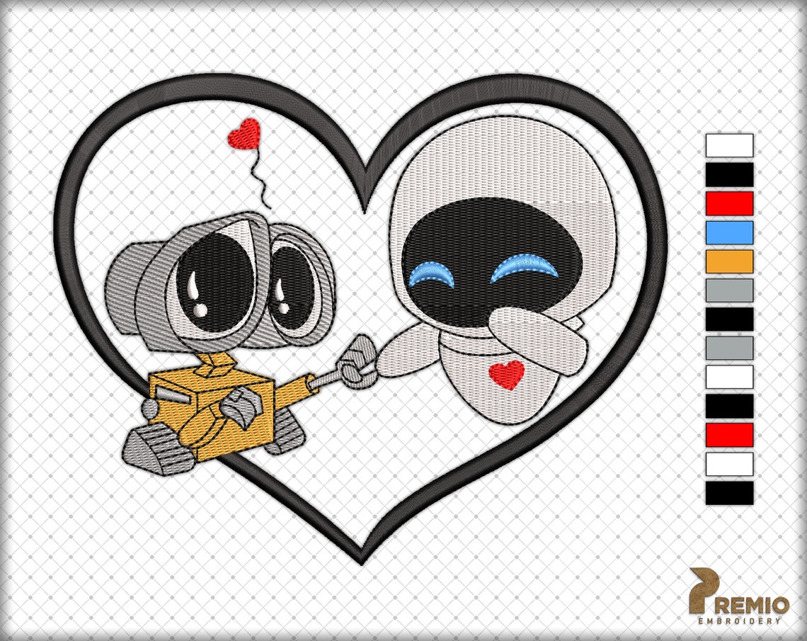 Walle & Eve Embroidery Design Walle Hearts Embroidery Etsy