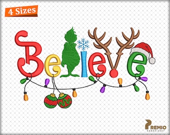Motifs de broderie de Noël, motif de broderie Believe, motifs de broderie Machine Believe, broderie de Noël Believe-téléchargement numérique