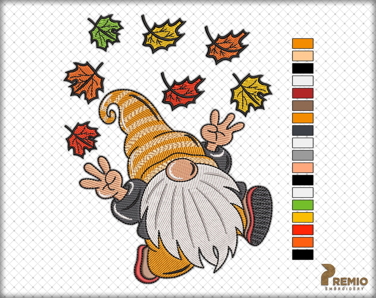 Fall gnome embroidery design autumn fall gnome embroidery  etsy