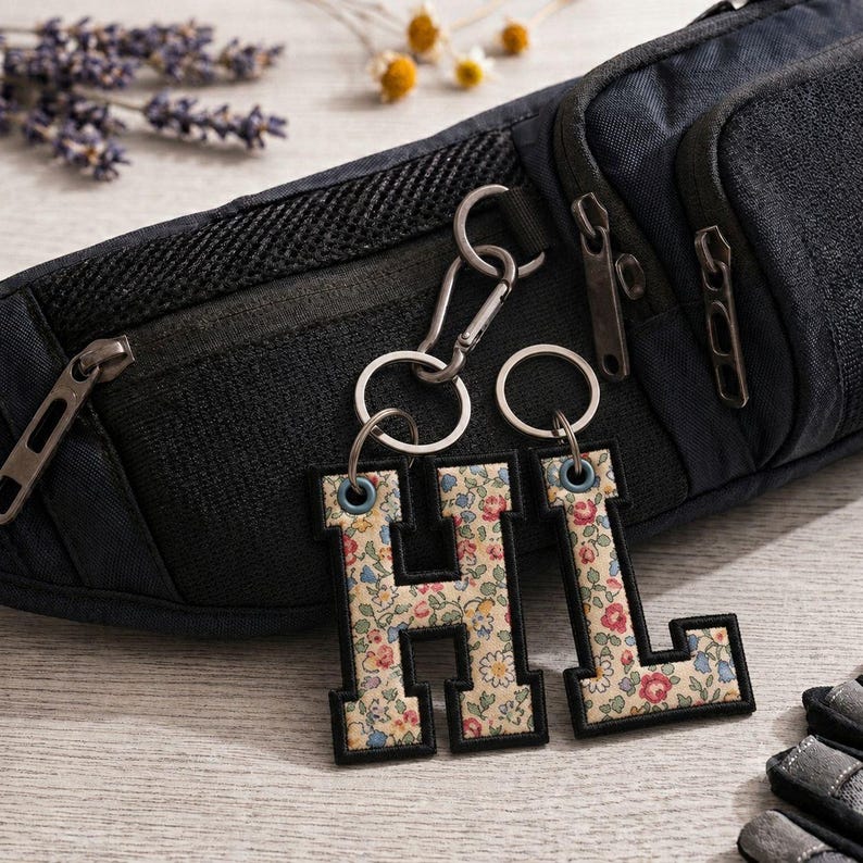 ITH Alphabet Embroidery Design, Varsity Letter Backpack Name Tag, Bag Tag Key chain Font Set, In The Hoop Tag Embroidery Font, A-Z, 0-9 BX image 5