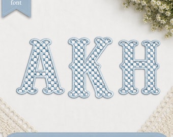 Fishtail Embroidery Font, Fishtail Font, Fishtail Monogram Font, Wedding Fishtail Applique Letters, 9 Sizes, BX Included (Digital Download)