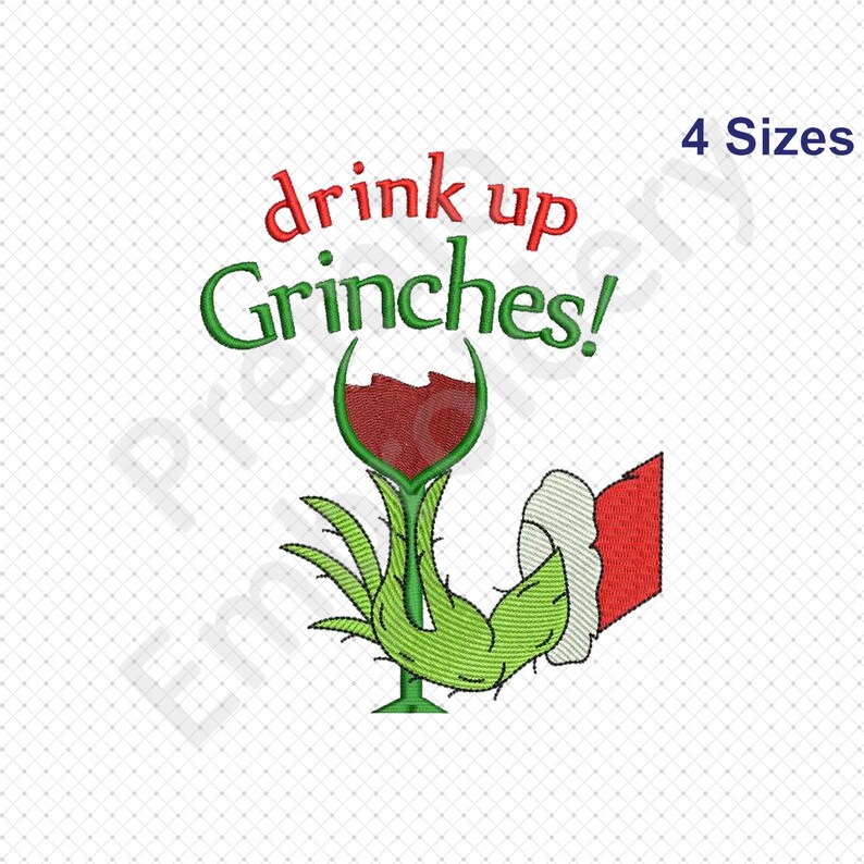 The grinch Hand Embroidery Designs Drink up Grinches Etsy