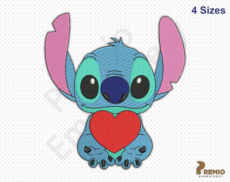 Stitch Embroidery Design Valentines Heart with Stitch Etsy