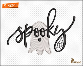 Spooky Season Embroidery Design, Creepy Spooky Ghost Embroidery Files, Spooky Spiderweb Embroidery Design, Halloween Bow Embroidery File
