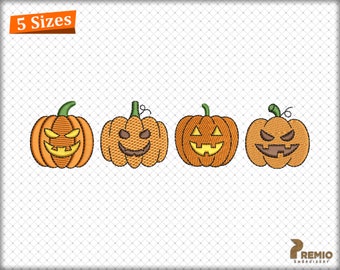 Pumpkin Embroidery Design, Four Smiley Pumpkin Machine Embroidery Files, Autumn Embroidery, Fall Embroidery, Fall Pumpkin Embroidery Files