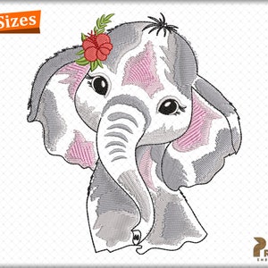 Africa Zebra Elephant Embroidery Design, Baby Elephant Machine Embroidery Design, Safari Animal Embroidery Design -Painting Sktech File