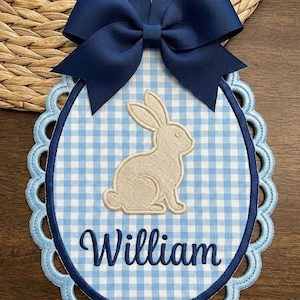 Disegno per ricamo a forma di striscione ovale smerlato, cornice per uova di Pasqua, applicazione a punto raso (4 misure)