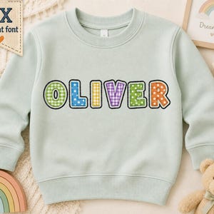 Playful Bubble Applique Font, Kids Machine Embroidery Alphabets, Colorful Double Applique BX Font - 8 Size (Digital Download)