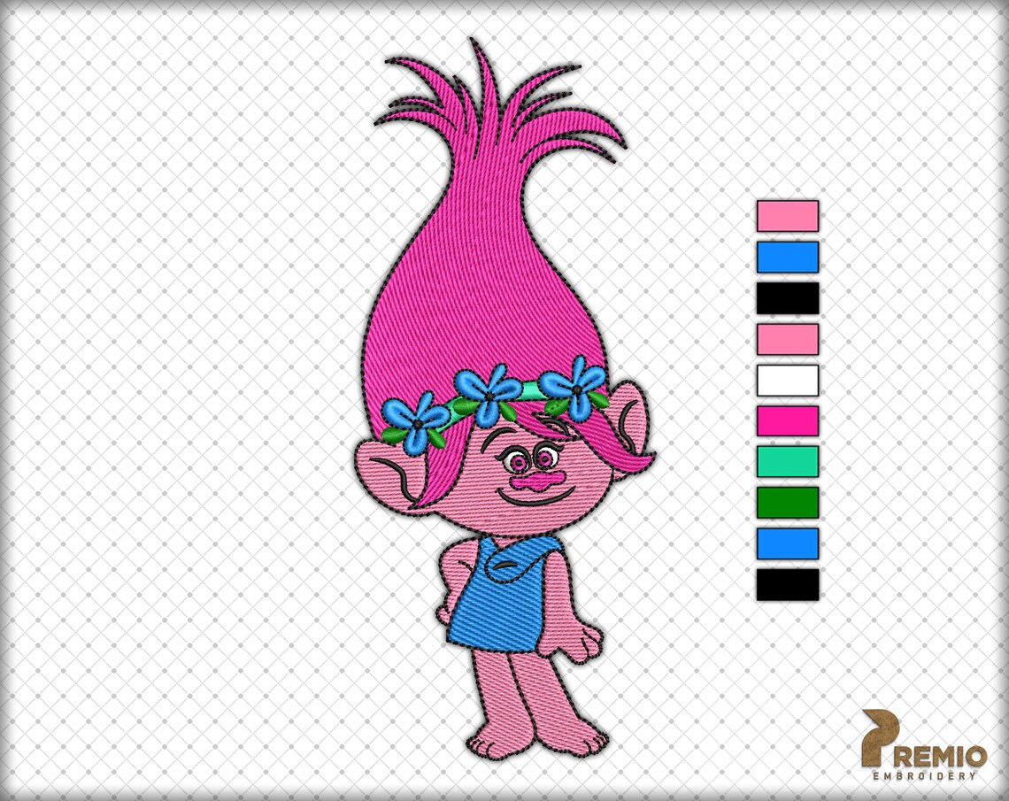 Trolls Embroidery Design Princess Poppy Troll Embroidery | Etsy Australia