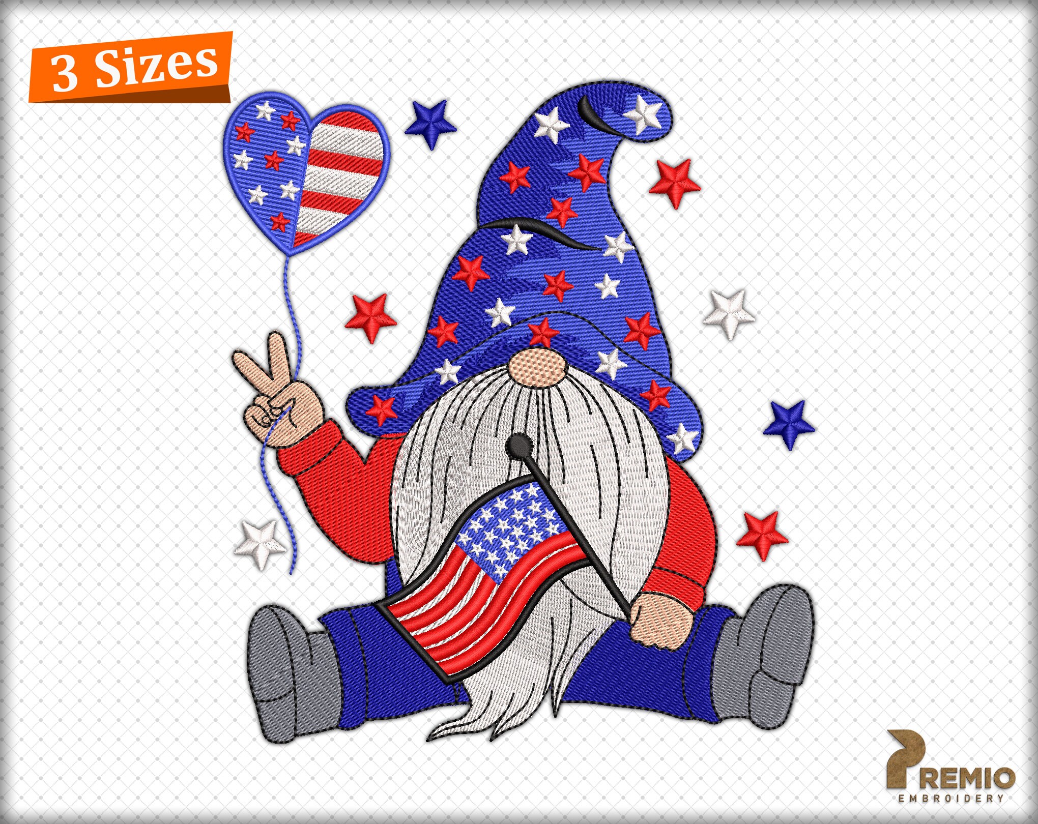 American gnome embroidery design 4th july gnome embroidery  etsy