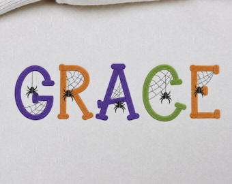 Halloween Embroidery Font,  Spider web Spooky Embroidery Font,  Creepy Letters, Personalized Kids Name Halloween Trick or Treat BX Alphabet