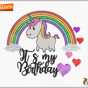 Princess Unicorn Embroidery Design, Unicorn birthday Embroidery Machine Design, Unicorn Rainbow Machine Embroidery Files - Digital Download