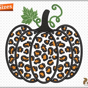 Pumpkin Embroidery Design, Leopard Print Pumpkin Embroidery Design, Thanksgiving Fall  Embroidery, Halloween Pumpkin Machine Embroidery File