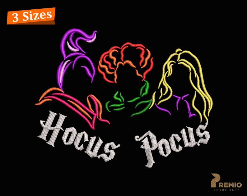 Hocus Sisters Embroidery Design, Pocus Sisters Embroidery Designs, Halloween Sisters Embroidery Patterns - Machine Embroidery Designs Files 