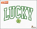 Lucky Embroidery Design, Irish Applique Designs, St Patricks day Applique Embroidery Design, Shamrock Clover Varsity Machine Embroidery File