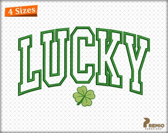 Lucky Embroidery Design, Irish Applique Designs, St Patricks day Applique Embroidery Design, Shamrock Clover Varsity Machine Embroidery File