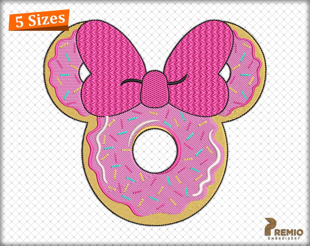 Donut Embroidery Design, Doughnut Embroidery Design, Pink Ribbon Sprinkles Machine Embroidery