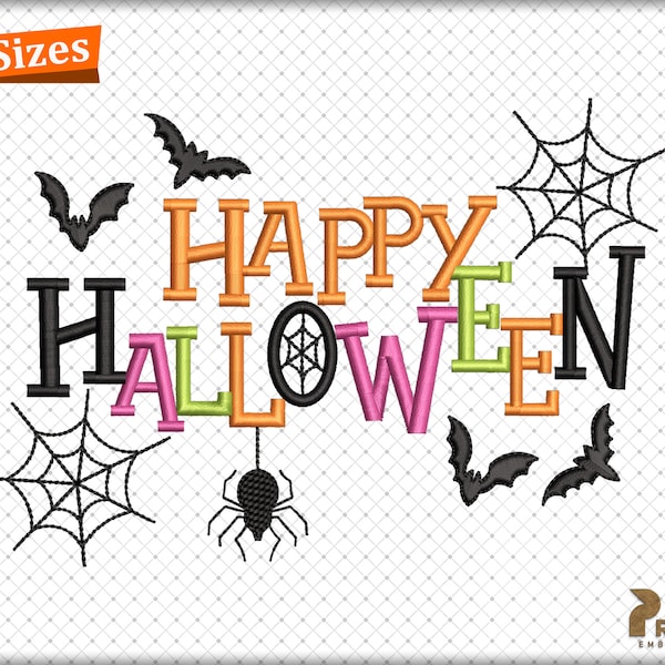 Happy Halloween Embroidery Design, Halloween Machine Embroidery Files, Trendy Halloween, Halloween Embroidery Designs File- Instant Download