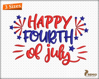 Happy Patriotic 4th of July-borduurontwerp, Independence Day, digitaliserende borduurontwerpen, Amerikaanse patriottische machineborduurbestanden