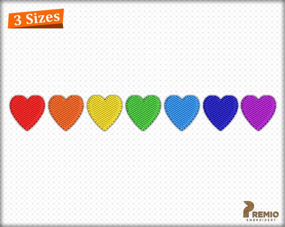 Multicolor Hearts Embroidery Rainbow Heart Embroidery Design Heart ...