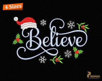 Christmas Embroidery, Believe Embroidery Design, Believe Machine Embroidery Designs, Christmas Believe Digital Embroidery Machine Designs