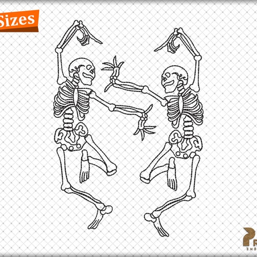 Tanzende Skelette, Halloween-Skelett, Stickdatei, Halloween Digitale Stickdatei - DIGITAL DOWNLOAD
