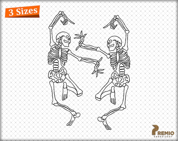 Dancing Skeletons Embroidery Design, Halloween Skeleton Embroidery Design, Halloween Digital Machine Embroidery Designs - DIGITAL DOWNLOAD