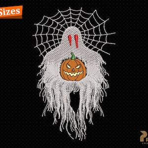 Horror Ghost Face Embroidery Design, Halloween Trick or Treat, Pumpkin Ghost Embroidery Design, Spooky Ghost Machine Digital Embroidery File