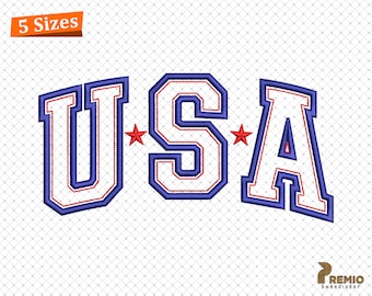 USA Applique Embroidery Design, USA American Flag Letter Embroidery Design Files, Patriotic US Embroidery Design, Fourth Of July Embroidery