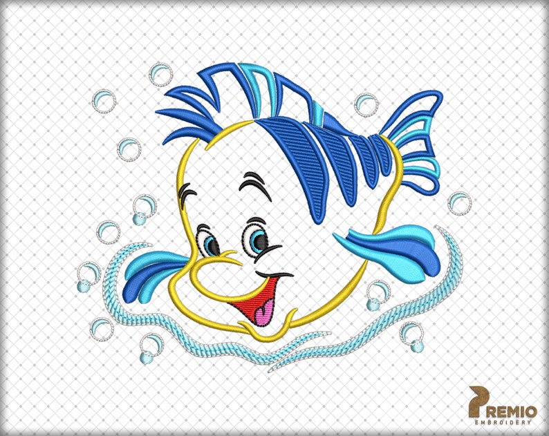 Flounder Little Mermaid Embroidery Design Little Mermaid Etsy