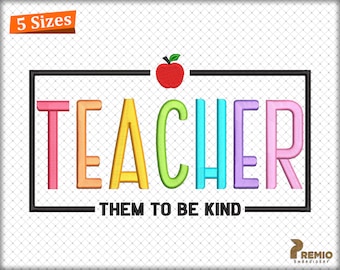 Teacher Embroidery Designs, Apple Embroidery, Back to School, Teacher Gift, Teacher Machine Embroidery Files, School Embroidery Design Files