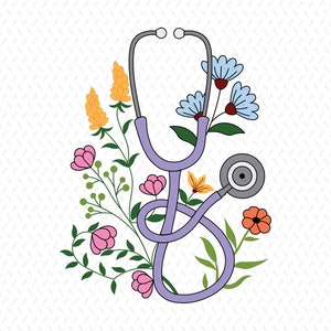 Floral Stethoscope PNG, Stethoscope PNG,  Nursing Stethoscope PNG, Nurse love png, Nurse stethoscope png, Doctor Nurse Sublimate Designs