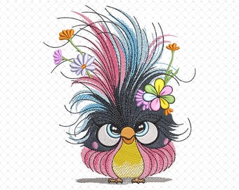 Crazy Chicken Embroidery Design, Sarcastic Funny Chicken Machine Embroidery File, Chicken Digital Embroidery File 4 sizes - Instant Download