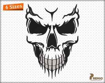 Skull Skeleton Face Embroidery Design, Skeleton Embroidery Machine Files, Spooky Halloween Embroidery Designs - Instant Download