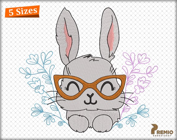 Cute Bunny Embroidery Patterns, Easter Bunny Embroidery Designs, Floral Easter Bunny Machine Embroidery Design Files -  Digital Downloads
