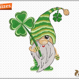 St. Patricks Day Gnome Embroidery design, Gnome St. Patricks Day Machine Embroidery Design File, St. Patricks Gnome Embroidery Patterns File