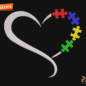 Autism Machine Embroidery Design, Autism Awareness Embroidery Design, Autism Heart Embroidery Design, Autism Puzzle Embroidery Design Files